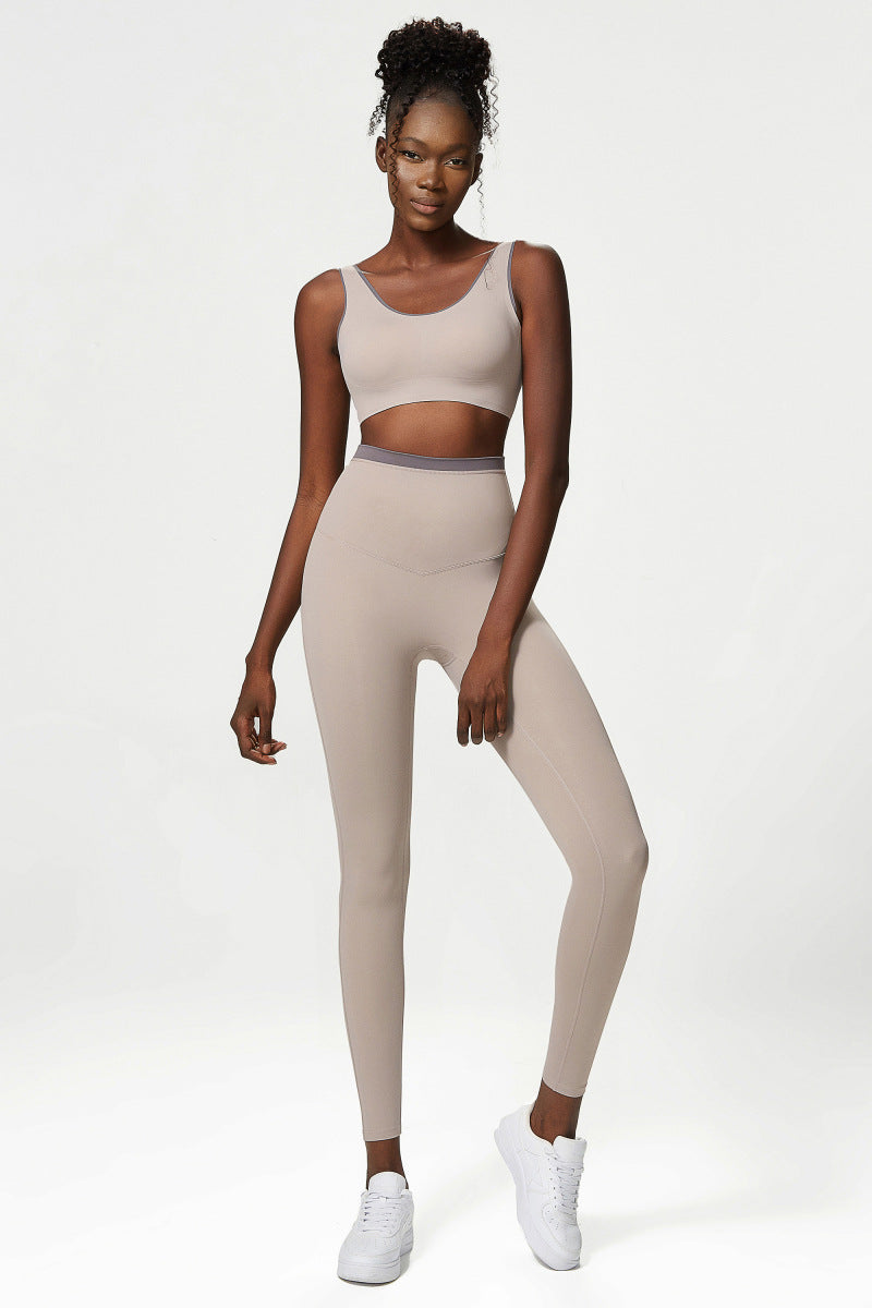 Seamless Nude Feel Yoga Suit Women Sportswear Suit Running Fitness Clothes Suit