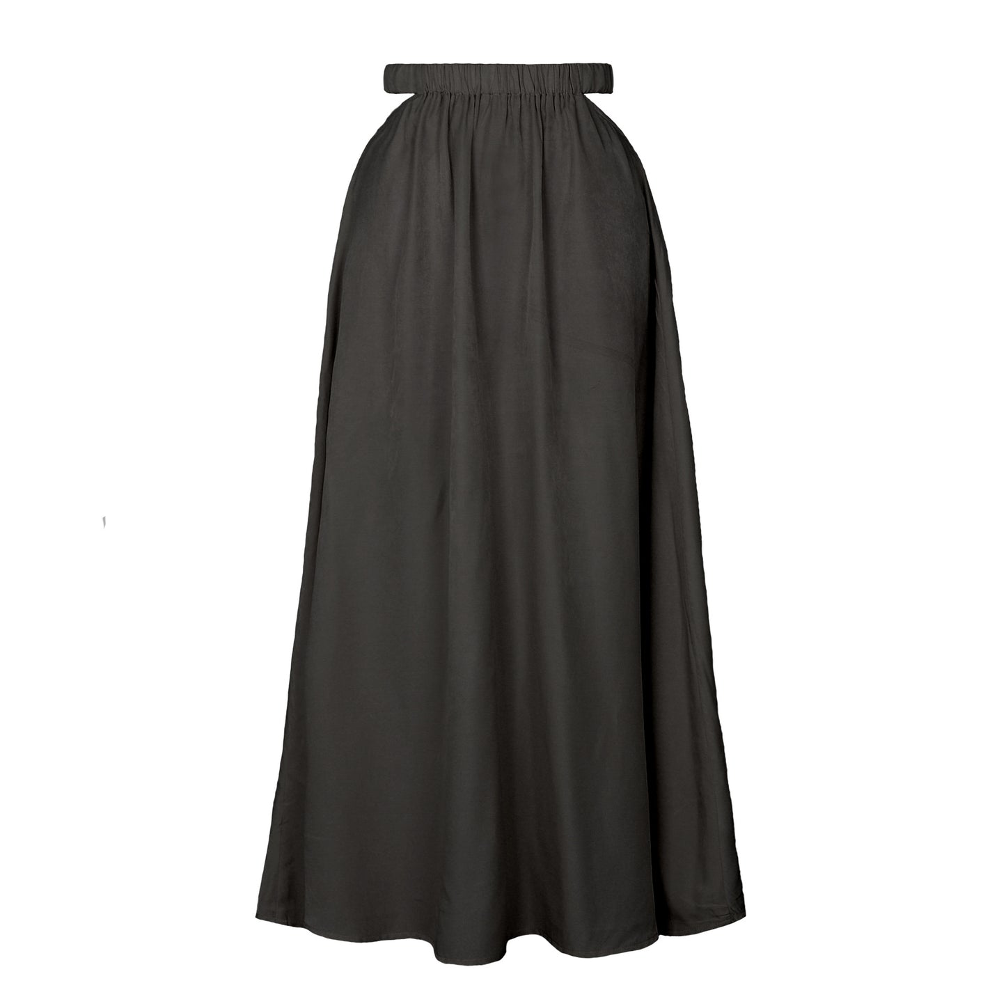 Women Clothing High Waist Hollow Out Cutout Out Solid Long A Line Big Hem Dress Women