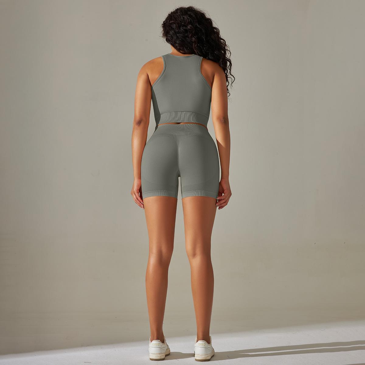 Seamless Knitted Vest Women Clothing Sexy Breathable Push up Sports Fitness Suit Yoga Suit