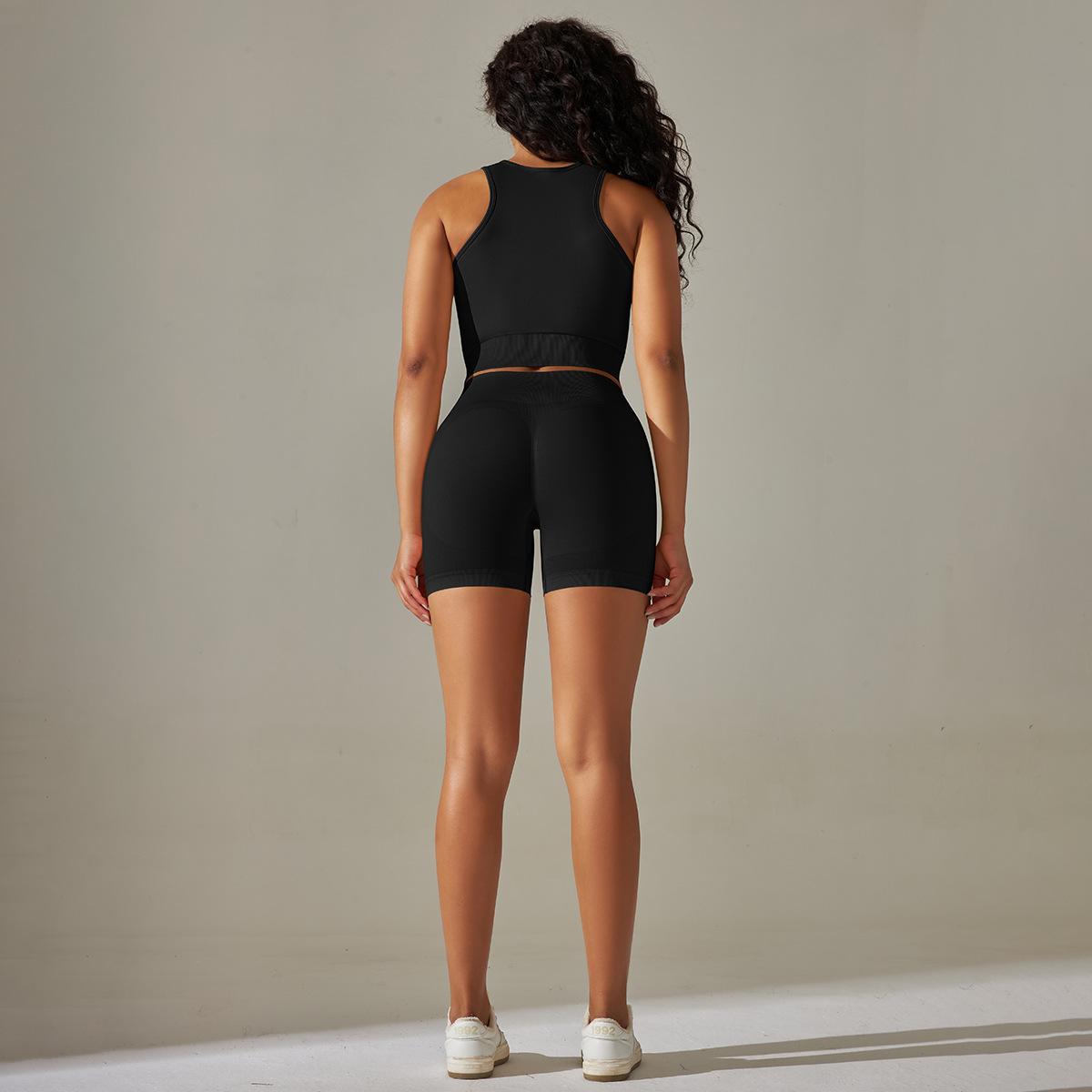 Seamless Knitted Vest Women Clothing Sexy Breathable Push up Sports Fitness Suit Yoga Suit