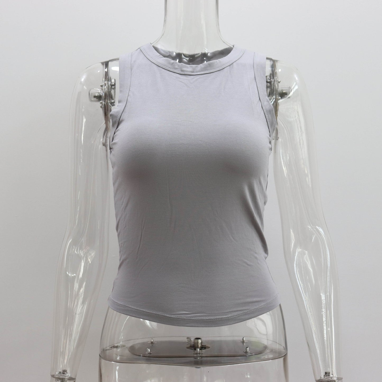 High Elastic Round Neck Sleeveless Vest Women Summer Top Slim Looking Base Vest