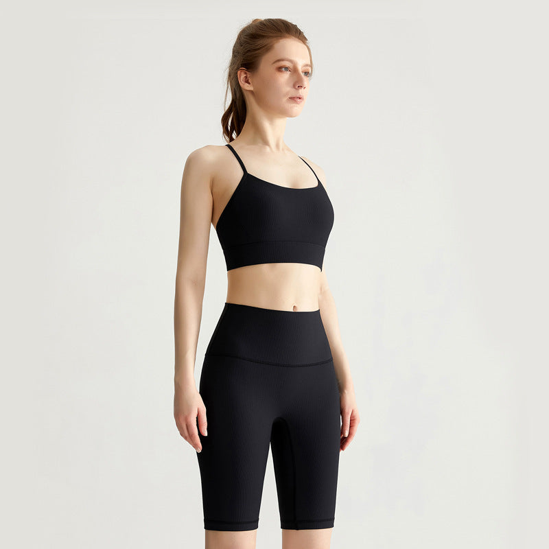 Yoga Wear Women Summer Shockproof Beauty Back Exercise Underwear High Waist Hip Lift Running Workout Shorts Suit