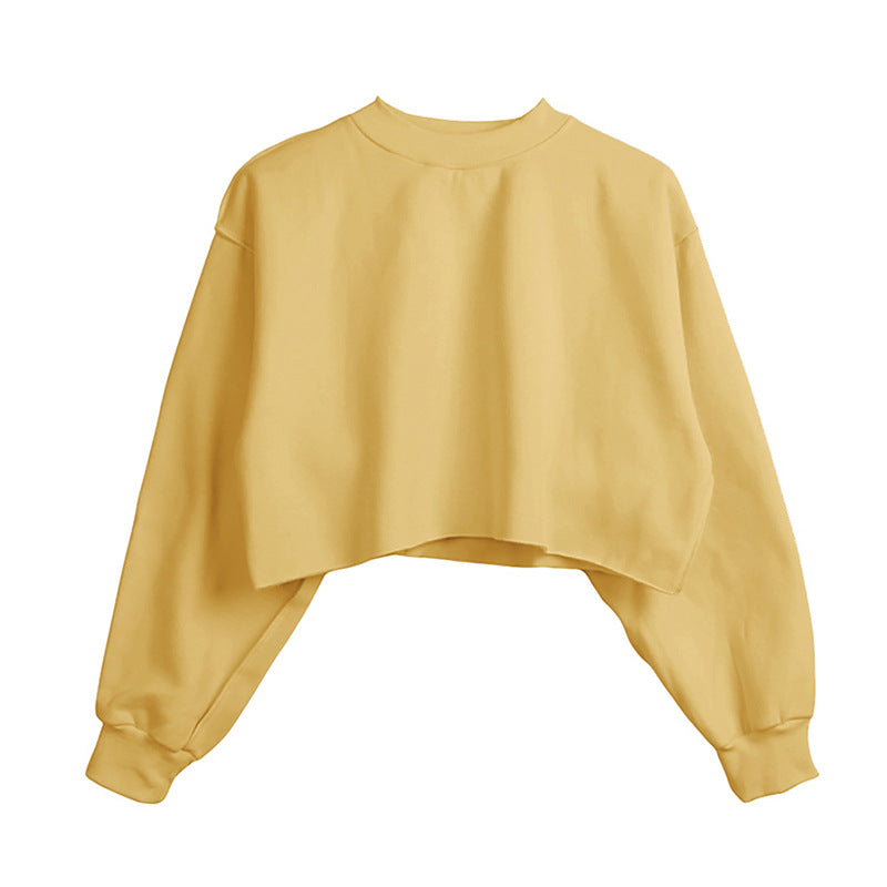 Fleece Lined Long Sleeved Fitness Yoga Wear Top Sports Cropped Short Sweater for Women
