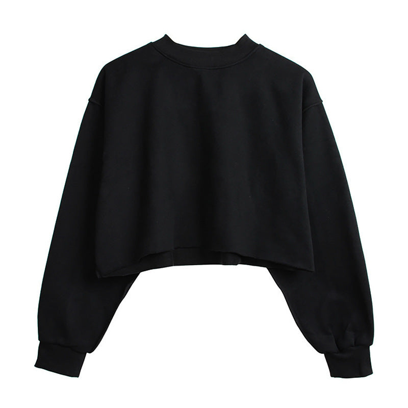 Fleece Lined Long Sleeved Fitness Yoga Wear Top Sports Cropped Short Sweater for Women