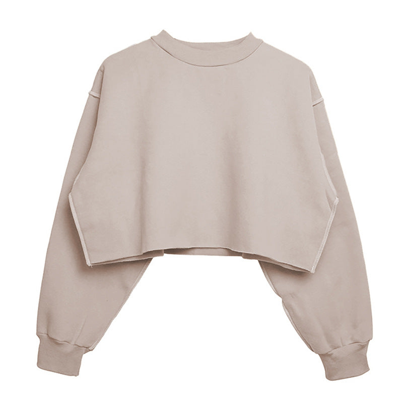 Fleece Lined Long Sleeved Fitness Yoga Wear Top Sports Cropped Short Sweater for Women