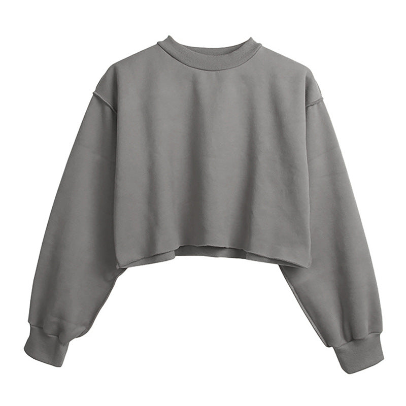 Fleece Lined Long Sleeved Fitness Yoga Wear Top Sports Cropped Short Sweater for Women