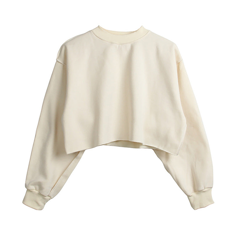 Fleece Lined Long Sleeved Fitness Yoga Wear Top Sports Cropped Short Sweater for Women