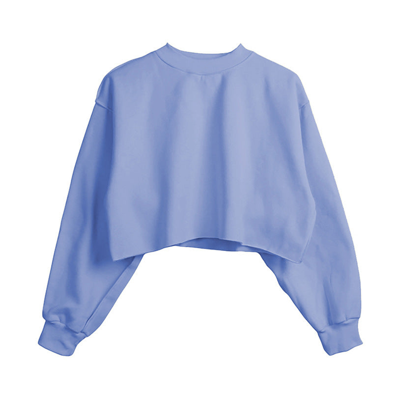 Fleece Lined Long Sleeved Fitness Yoga Wear Top Sports Cropped Short Sweater for Women