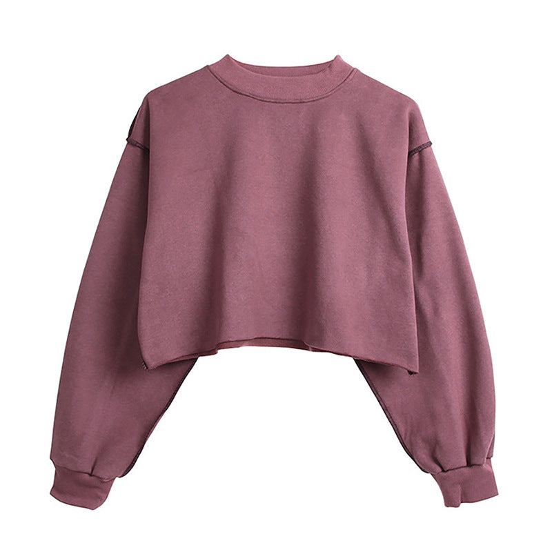Fleece Lined Long Sleeved Fitness Yoga Wear Top Sports Cropped Short Sweater for Women