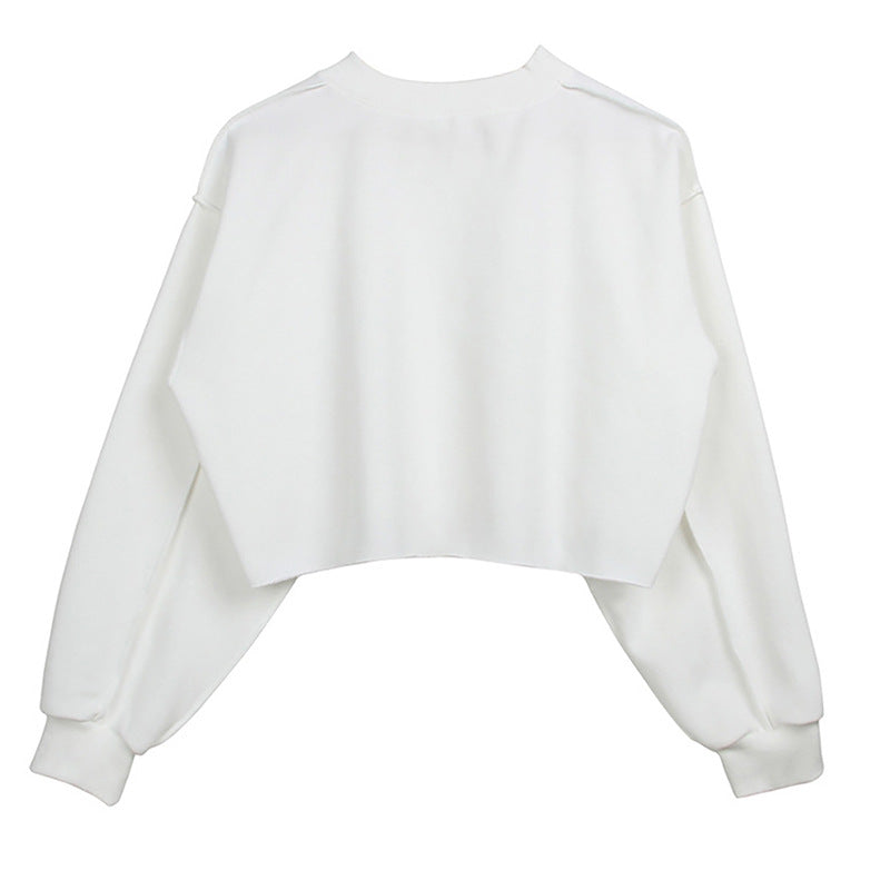 Fleece Lined Long Sleeved Fitness Yoga Wear Top Sports Cropped Short Sweater for Women