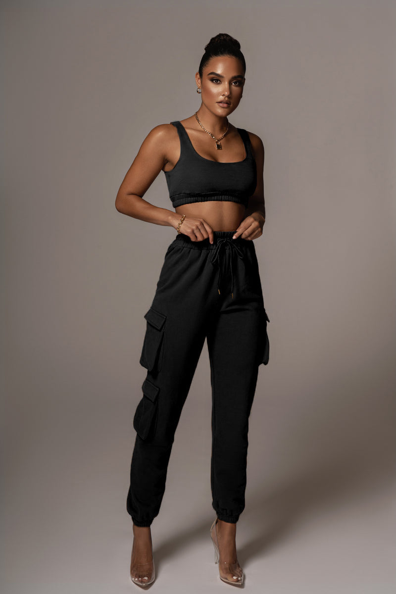 Casual Set Solid Color Pocket Ankle Tied Trousers Body Shaping Vest Two Piece Set Women