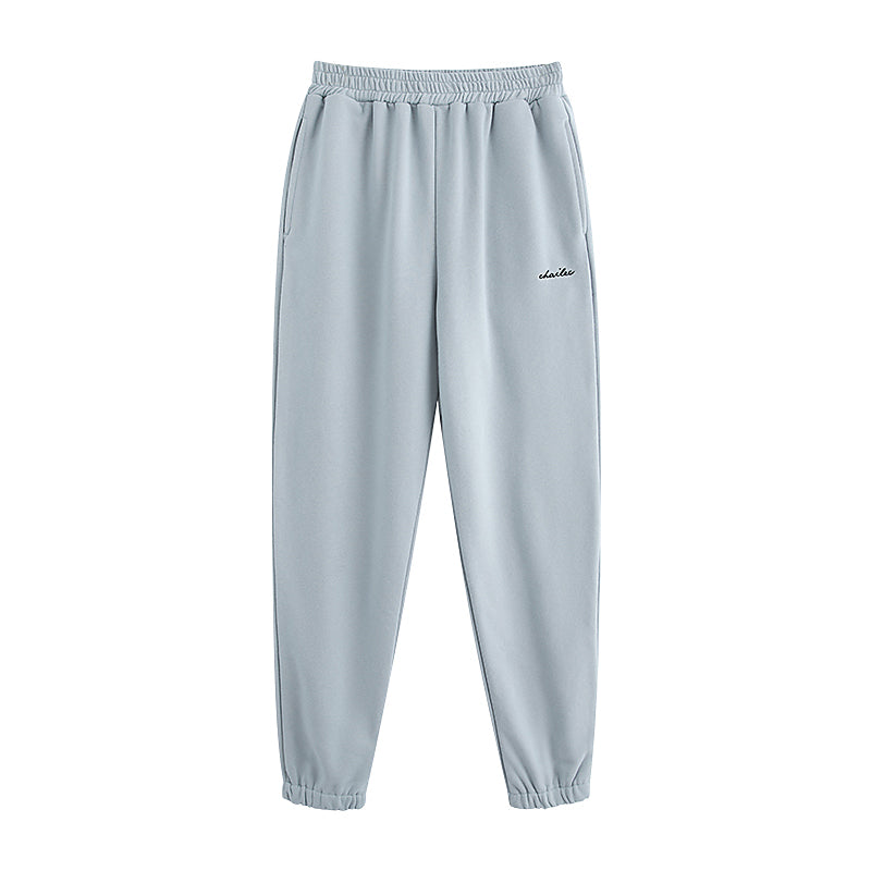 Plaster Elastic Waist Small Letter Graphic Embroidered Drawstring Casual Trousers Sweatpants