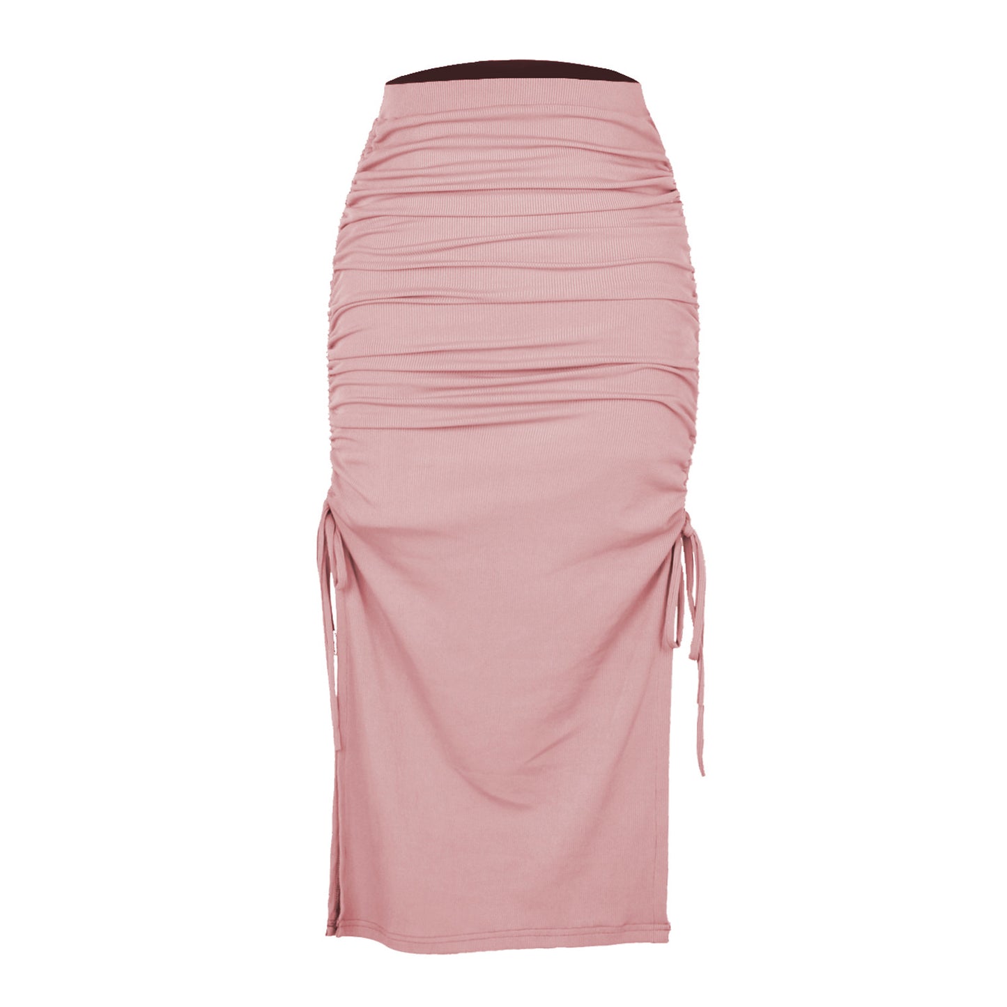 Slit Knitted Slim Skirt Pleated Tie Sexy Sheath Women Clothing Skirt