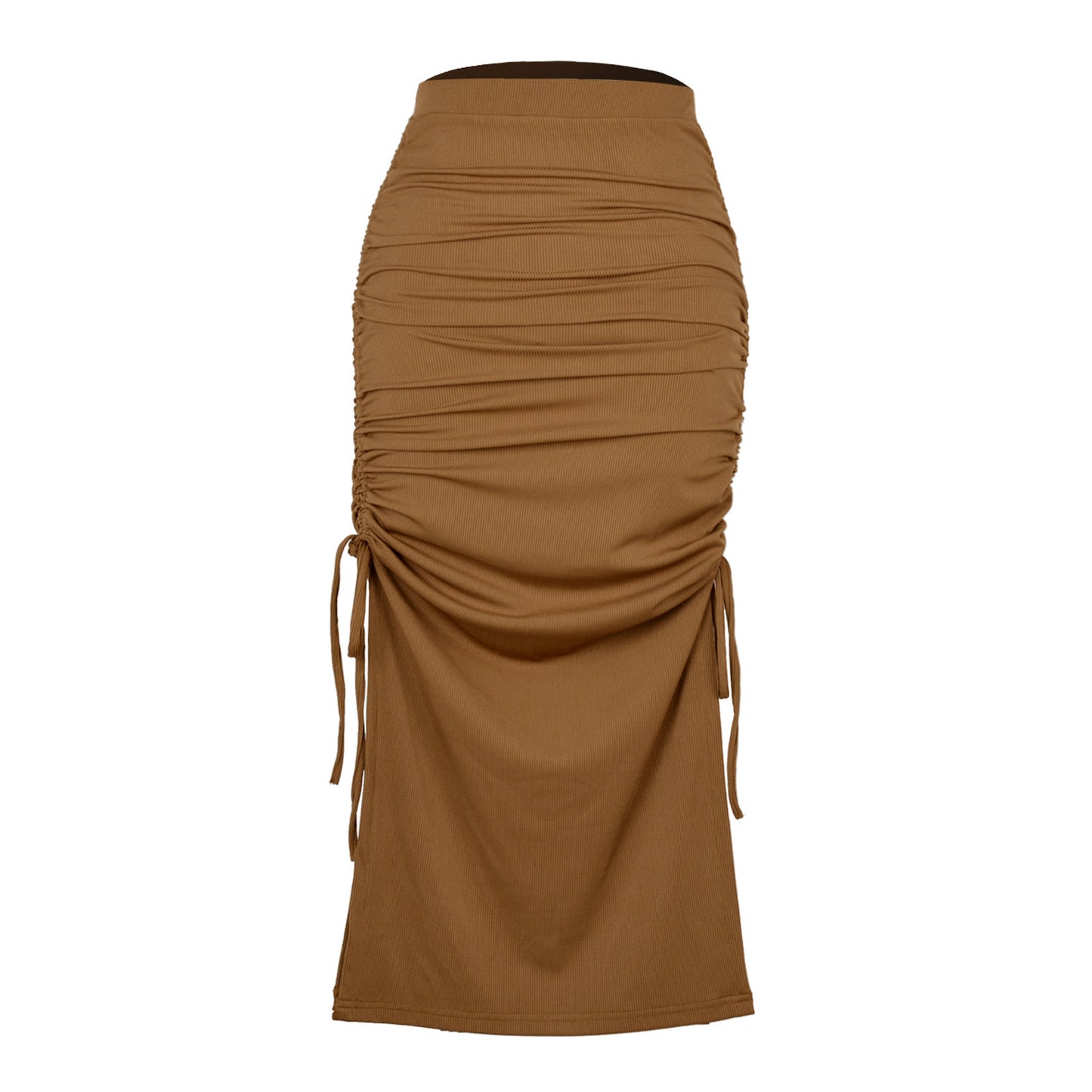Slit Knitted Slim Skirt Pleated Tie Sexy Sheath Women Clothing Skirt