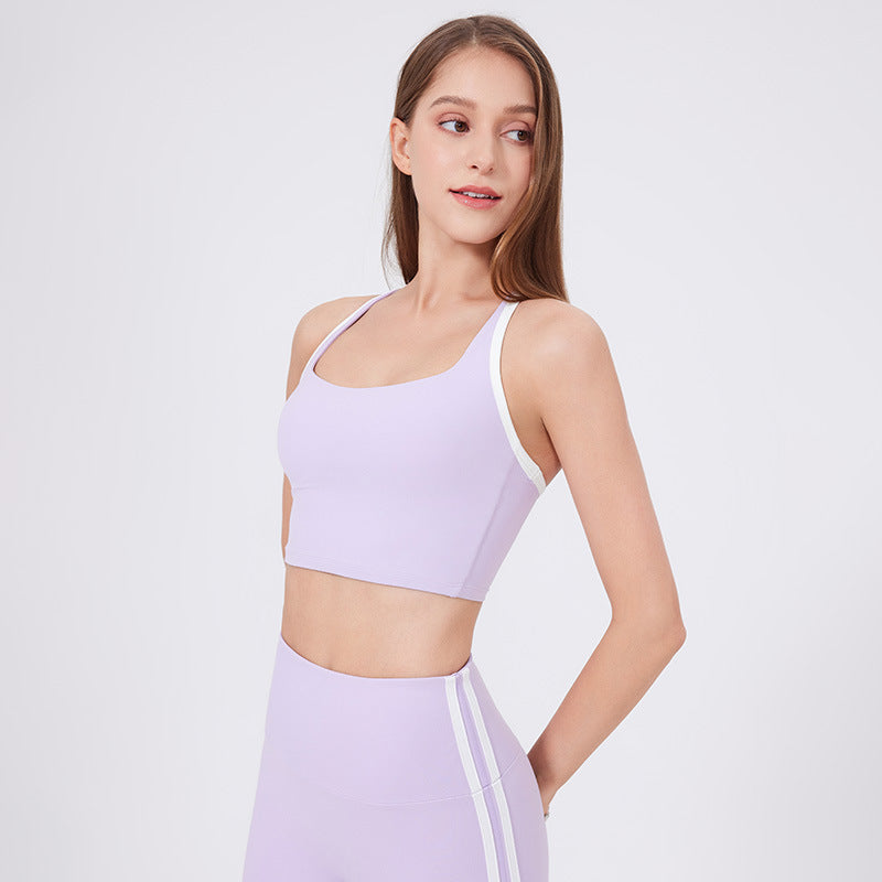 Nude Feel Yoga Clothes Bra Adjustable Spaghetti Strap Fitness Sexy One Piece Cup Quick Drying Breathable Exercise Vest