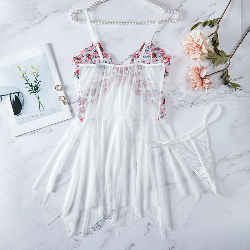 Sexy Seduction Sexy Lingerie Set Lace Mesh See through One Piece Pajamas Women
