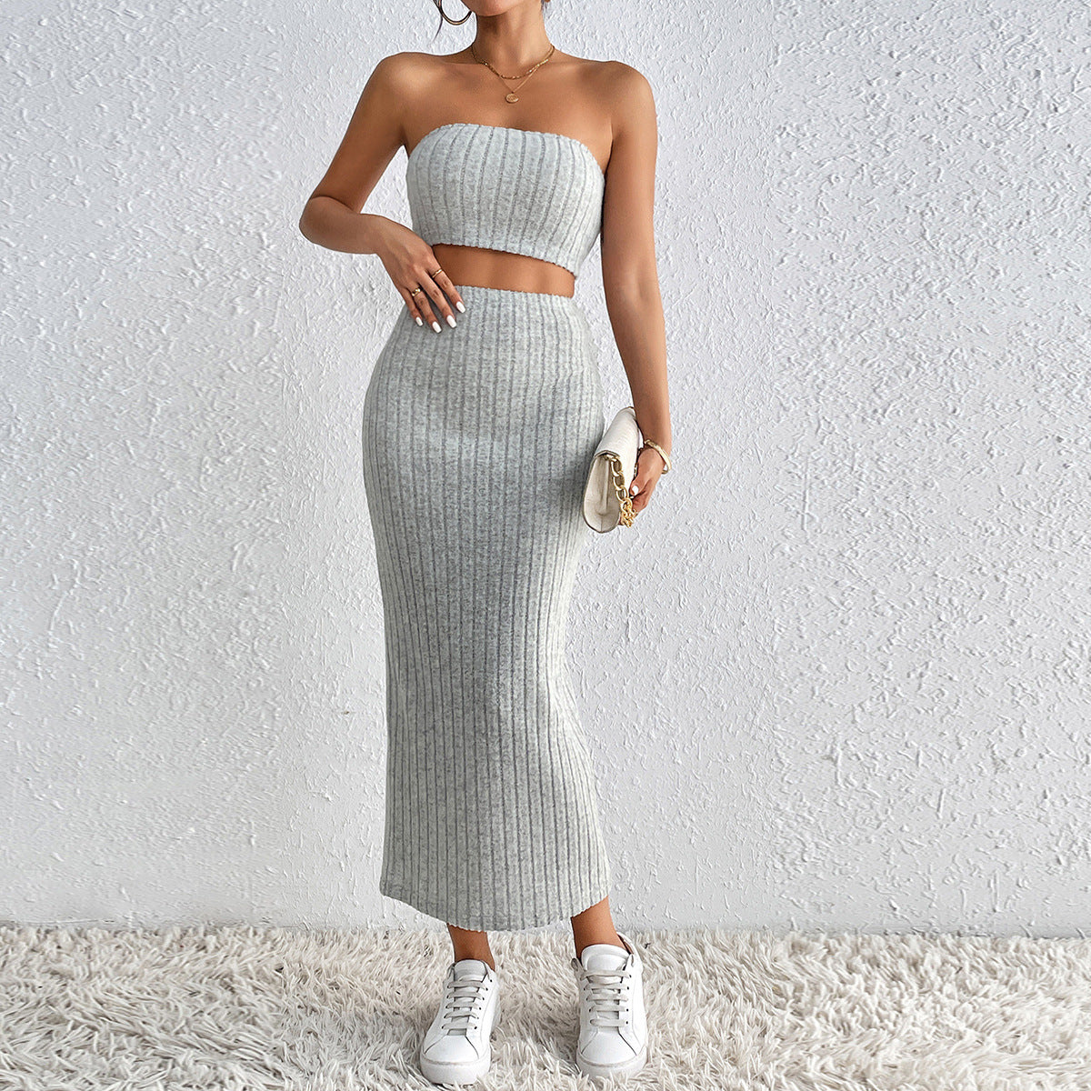 Women Tube Top Bare Cropped Slim Fit Sexy Dress