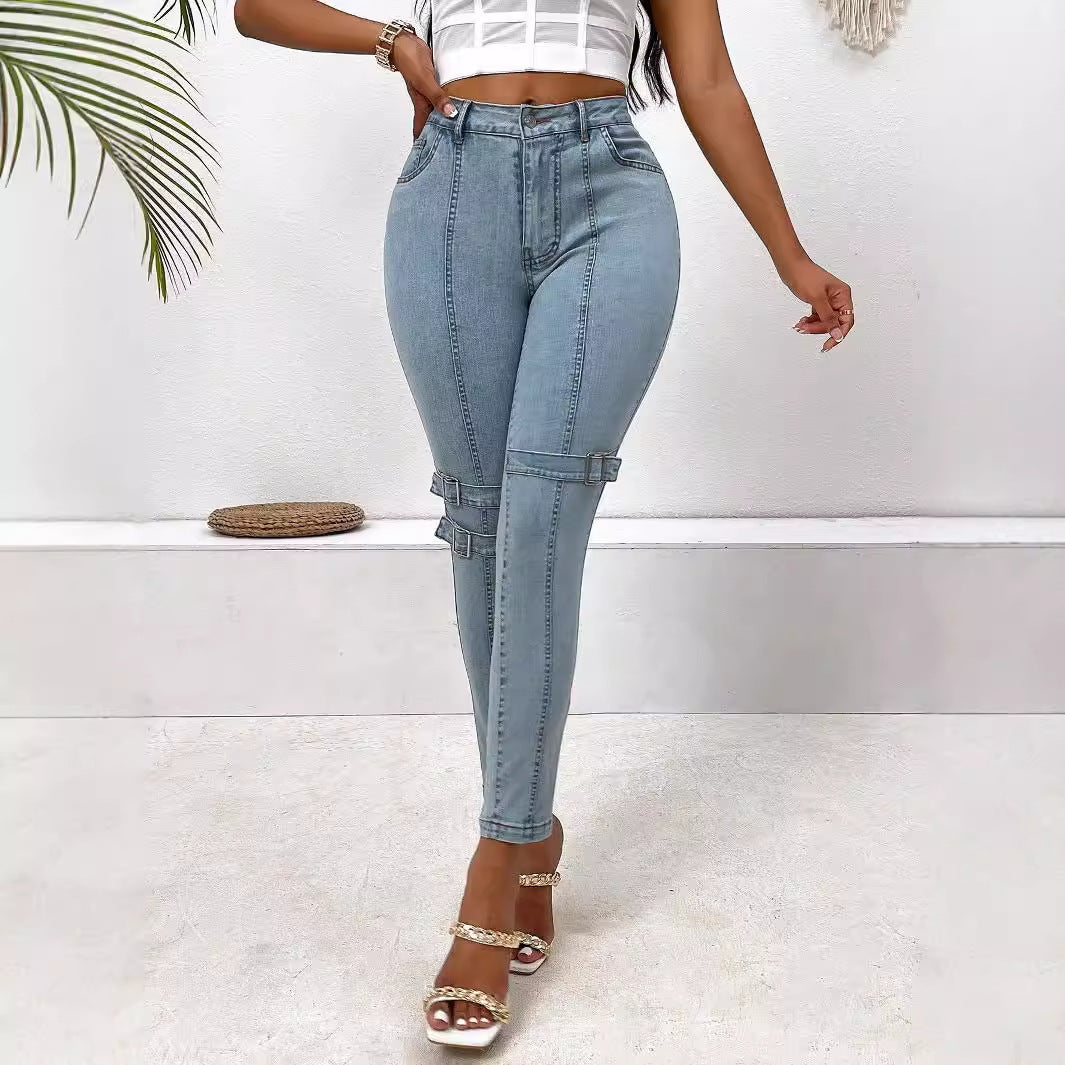 Women Slimming High Elastic Skinny Pants Skinny Straight Jeans