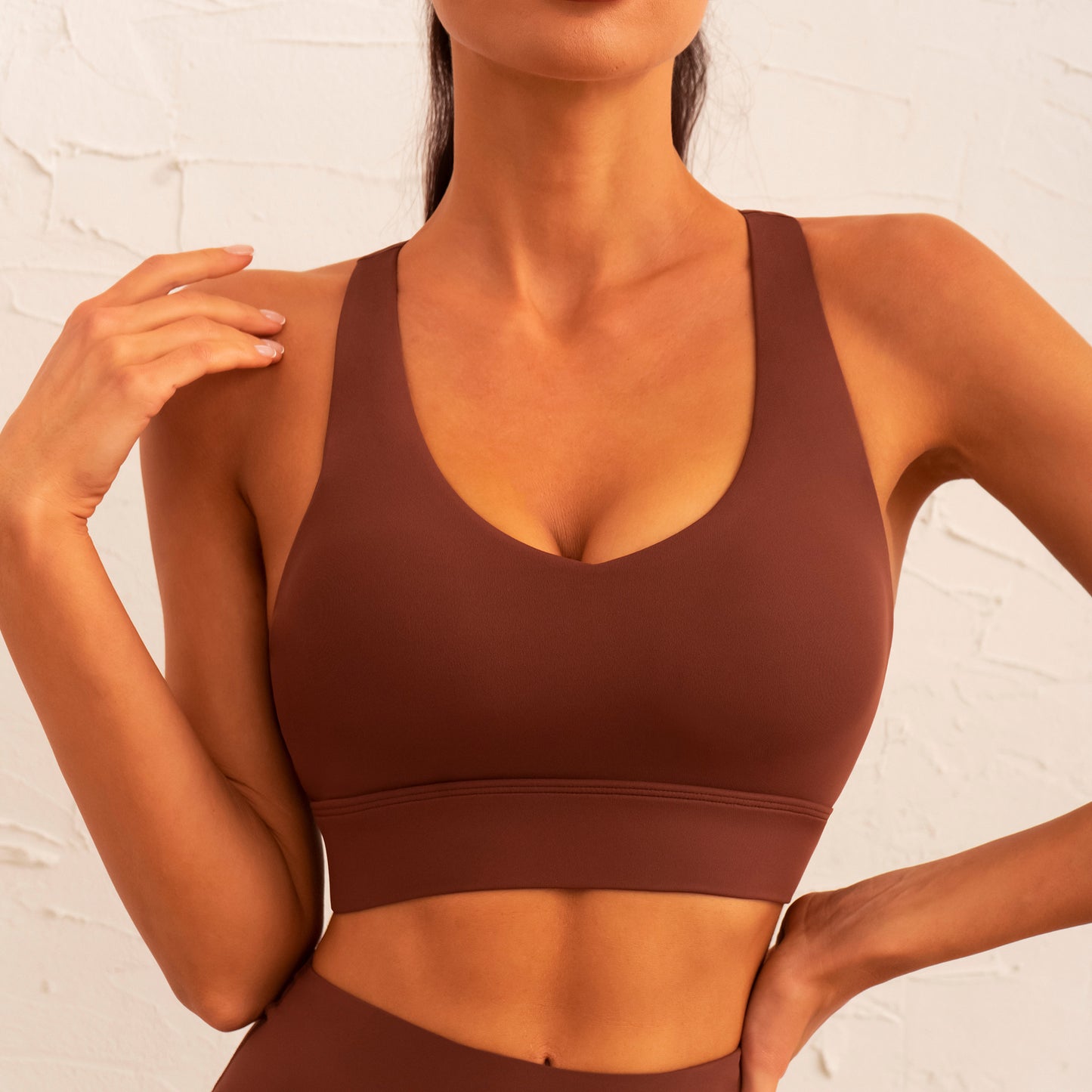 Sports Underwear Wide Shoulder Strap Hollow Out Cutout out Beauty Back Sexy Pleated Fitness Shorts Two Piece Set