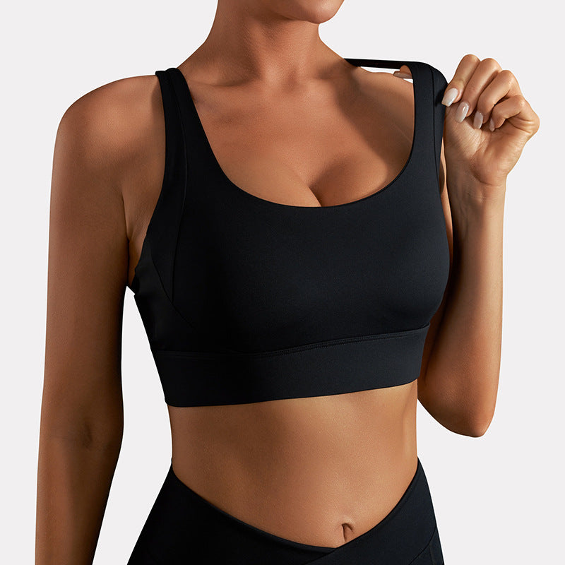 Nude Feel Yoga Clothes Women One Piece Chest Pad Sports Underwear Women High Strength Shockproof Stitching Beauty Back Fitness Clothes