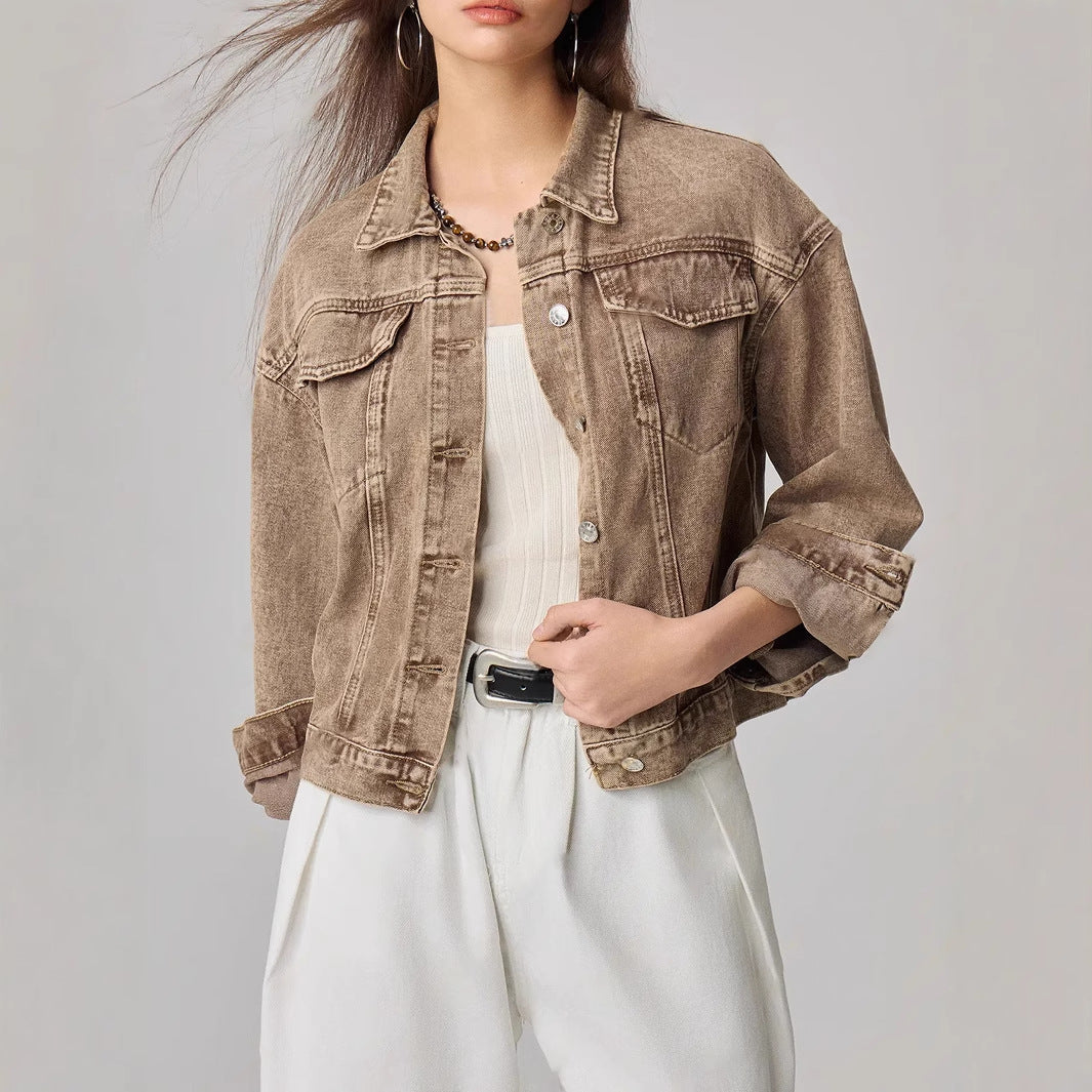 Women Clothing All Matching Short Personalized Denim Coat