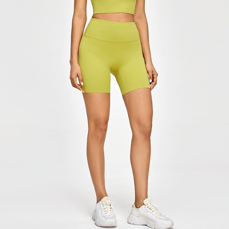 Nude Feel Tight Fitness Shorts Naked Women Nude Feel Yoga Clothes High Waist Peach Hip Lift Quick-Drying Sports Yoga Shorts