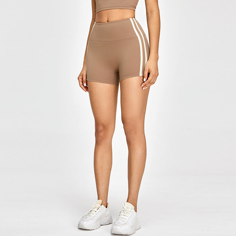 Yoga Shorts Tight Sports Peach Hip Raise Pants Wide Edge Contrast Color Breathable Quick Drying Sports Shorts