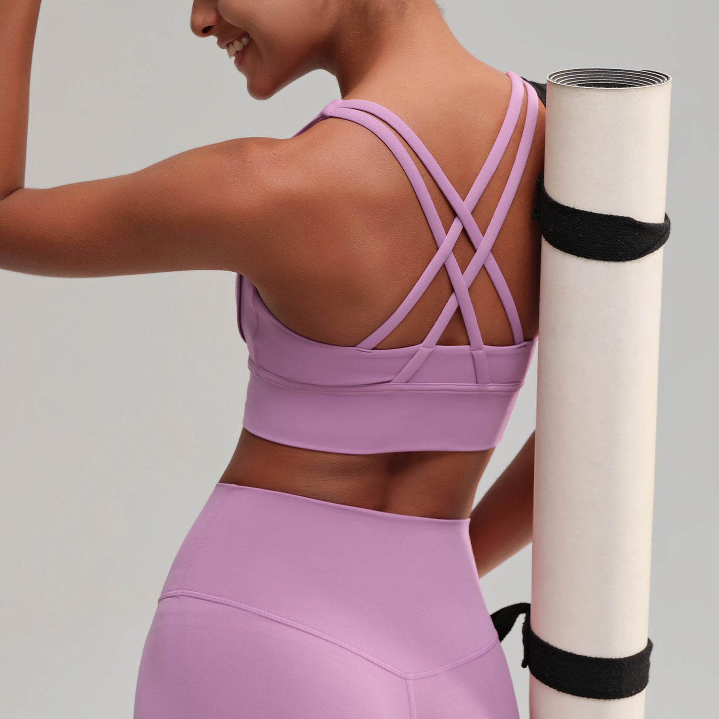 Nude Feel Yoga Vest Women Cross Beauty Back Sports Underwear Fitness Yoga Wear Top Shock Absorption Sports Bra