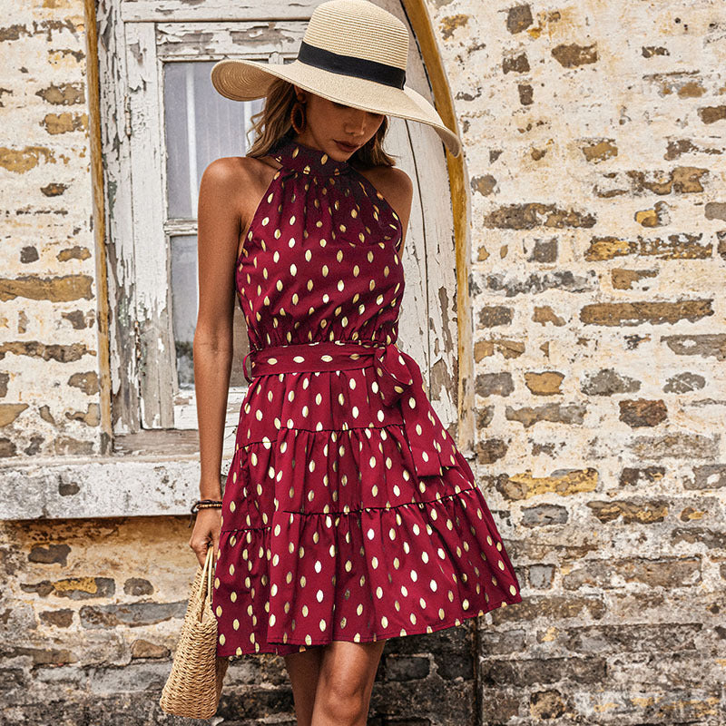Summer Women Clothing Bronzing Halter Slim Fit Dress