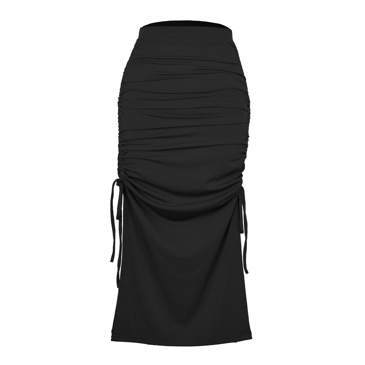 Slit Knitted Slim Skirt Pleated Tie Sexy Sheath Women Clothing Skirt