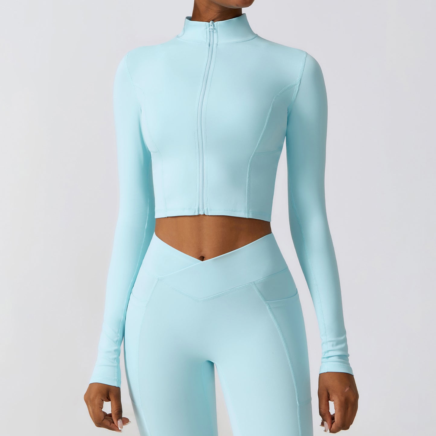 Winter Quick Drying Long Sleeve Yoga Wear Coat Zipper Running Exercise Coat Tight Nude Feel Workout Clothes