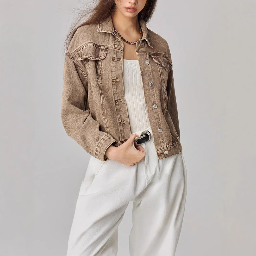 Women Clothing All Matching Short Personalized Denim Coat