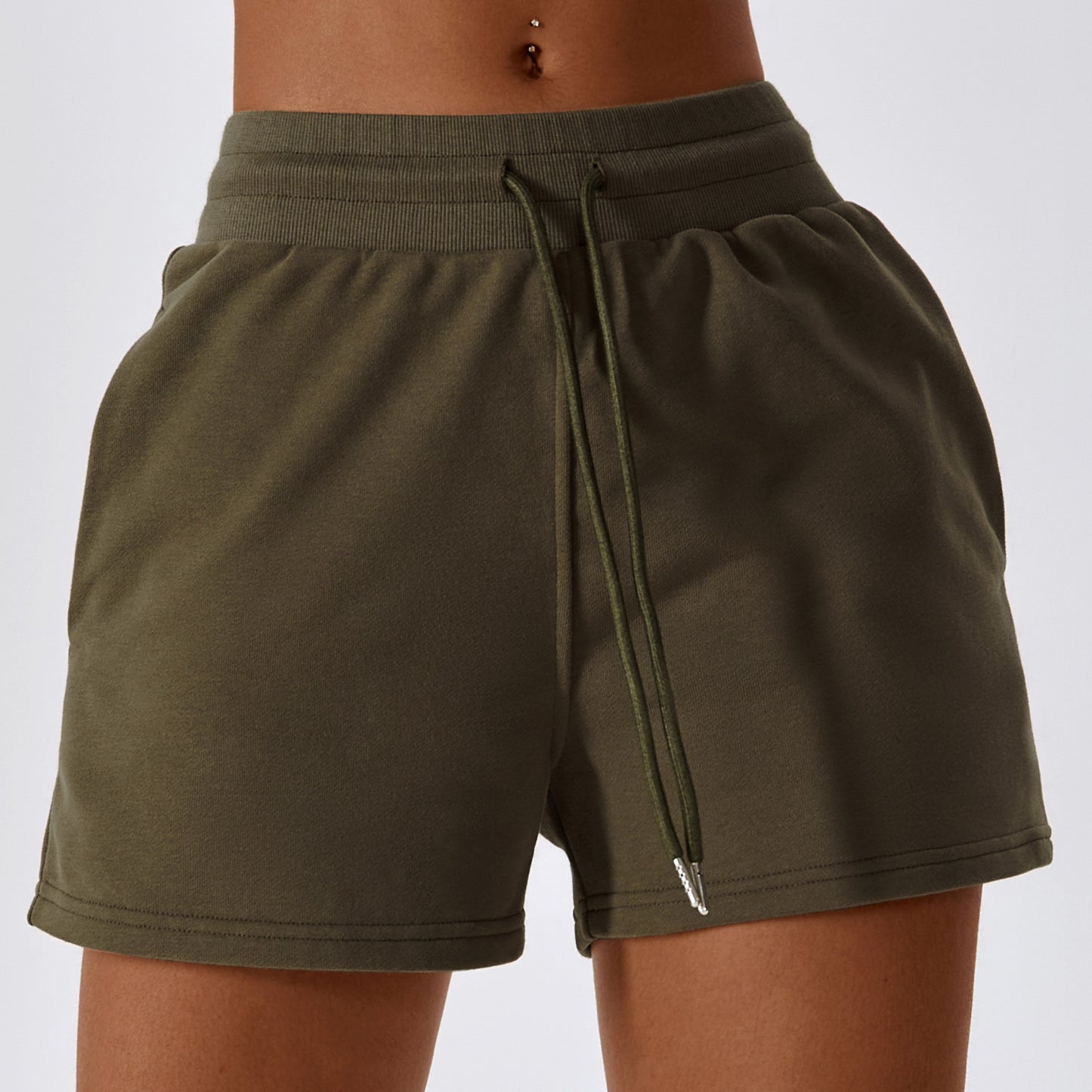 Autumn Winter Drawstring Loose Sports Shorts Women Outdoor Straight Sweatpants Casual Sports Sweater Shorts