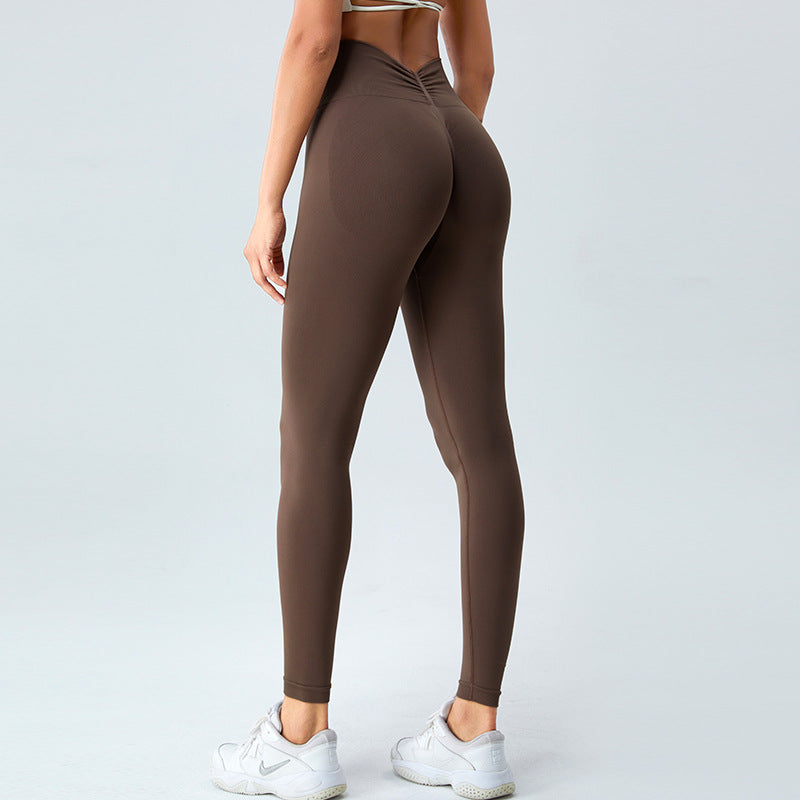 Outdoor Running Fitness Pants Women Peach Hip Raise Seamless Knitted Tight High Waist Breathable Quick Drying Sports Yoga