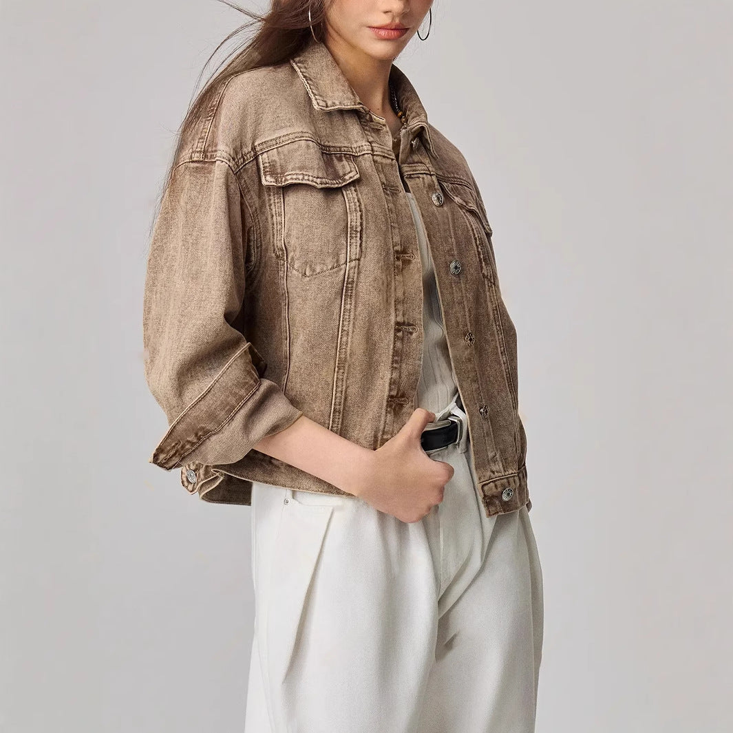 Women Clothing All Matching Short Personalized Denim Coat
