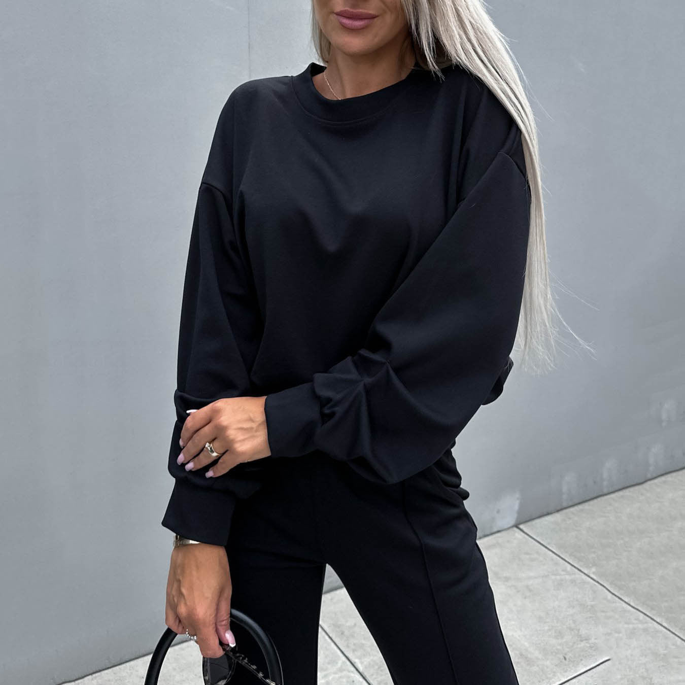 Autumn Winter round Neck Sweater Top Casual Trousers Two-Piece Set Women Clothes Sweater Suit Basic