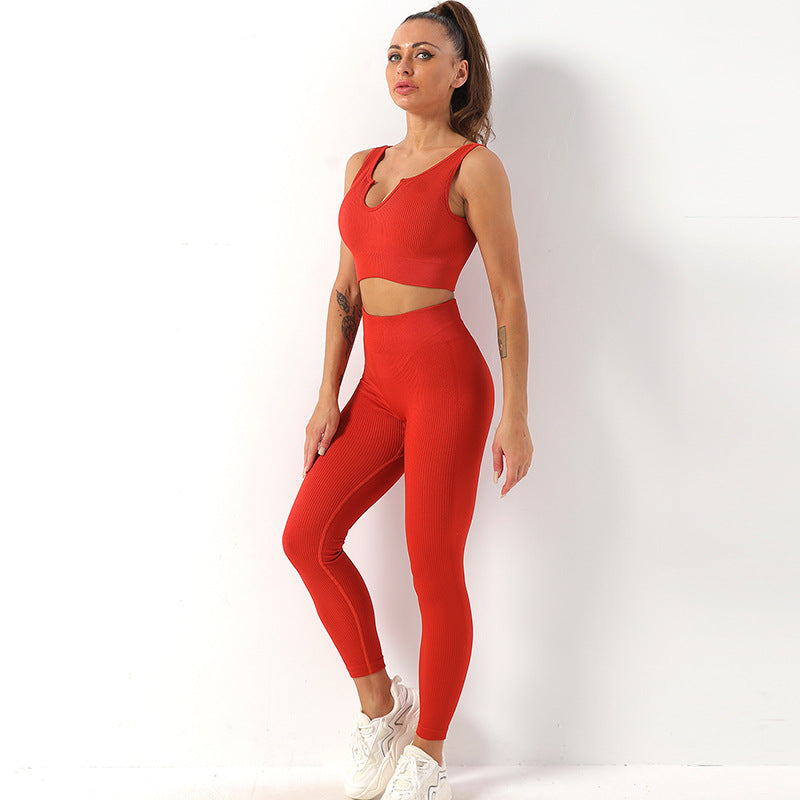 Quick Drying Seamless Yoga Suit Shockproof Sports Bra Yoga Vest Yoga Pants Fitness Trousers