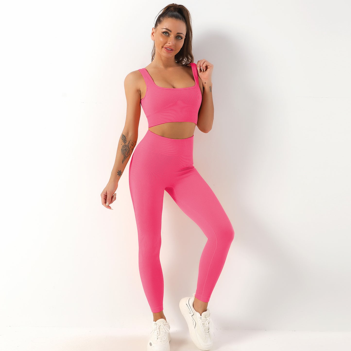 Quick Drying Seamless Yoga Suit Shockproof Sports Bra Yoga Vest Yoga Pants Fitness Trousers