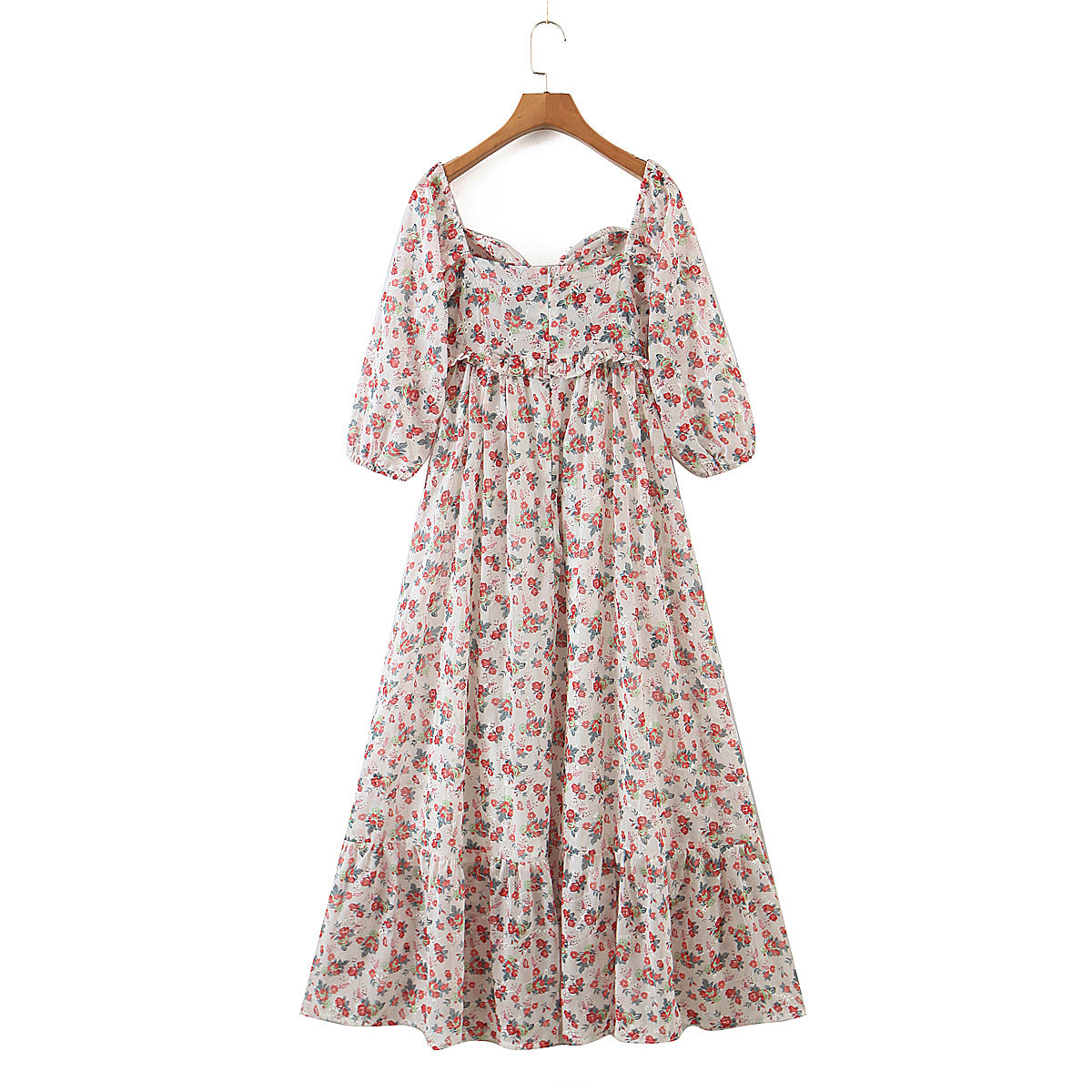 Women off Neck Large Swing Side Split Dress Summer Holiday Embroidery Floral