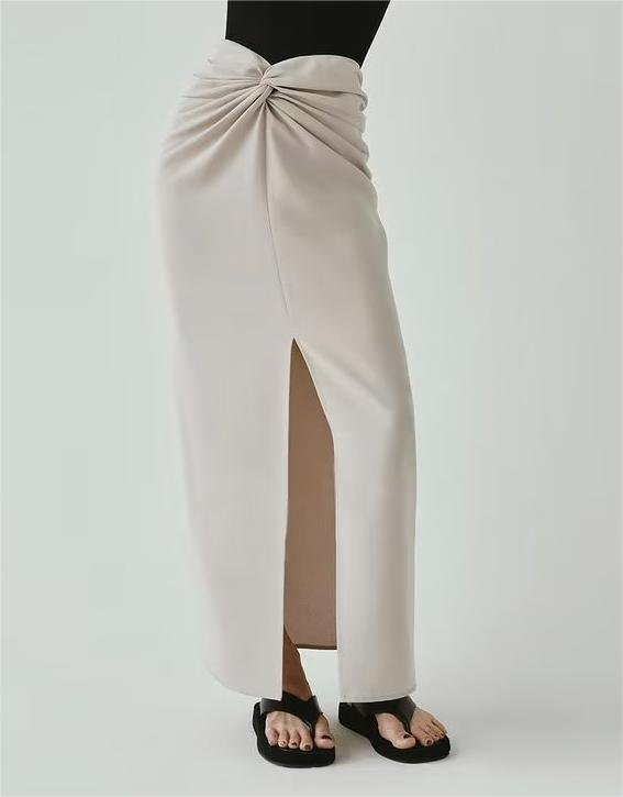 High Waist Slimming Knot Split A line Sheath Skirt