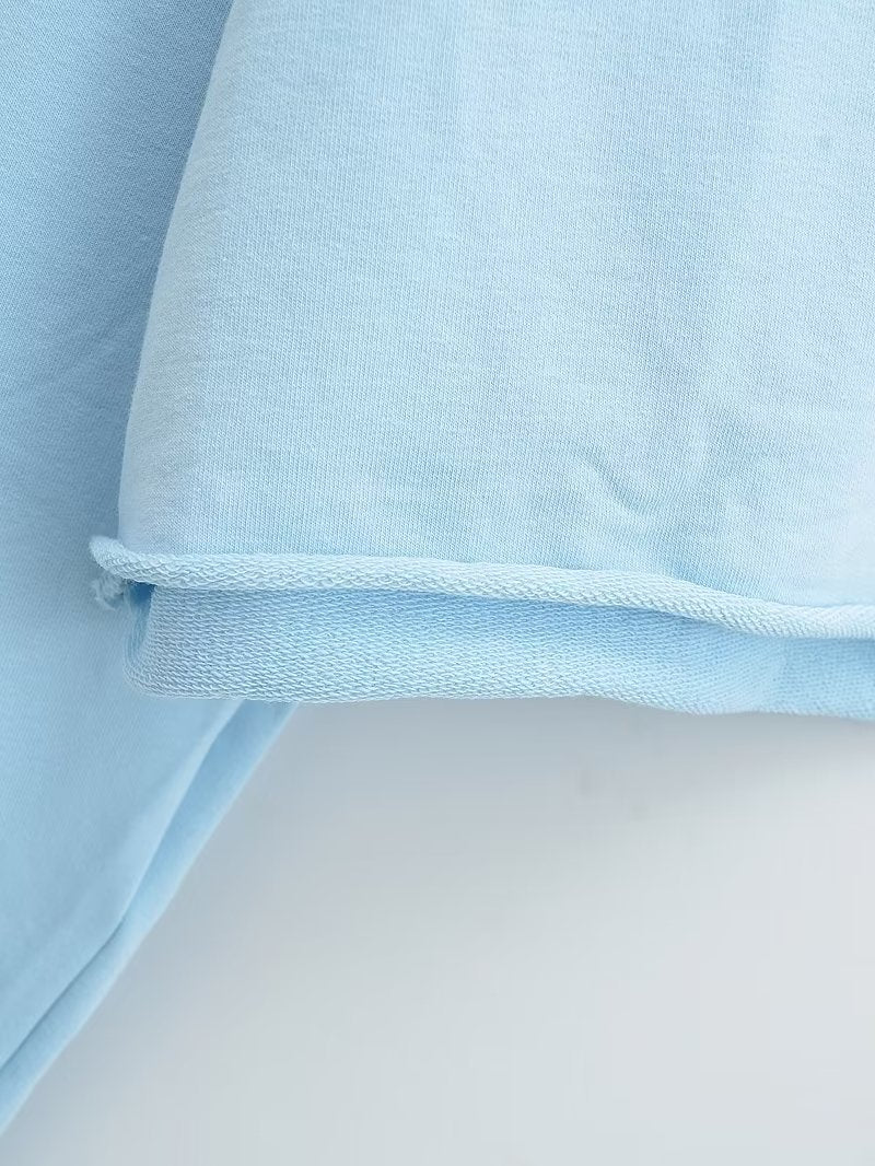 Spring Cropped Sweater Round Neck Loose Long Sleeves Pullover Sweater Women