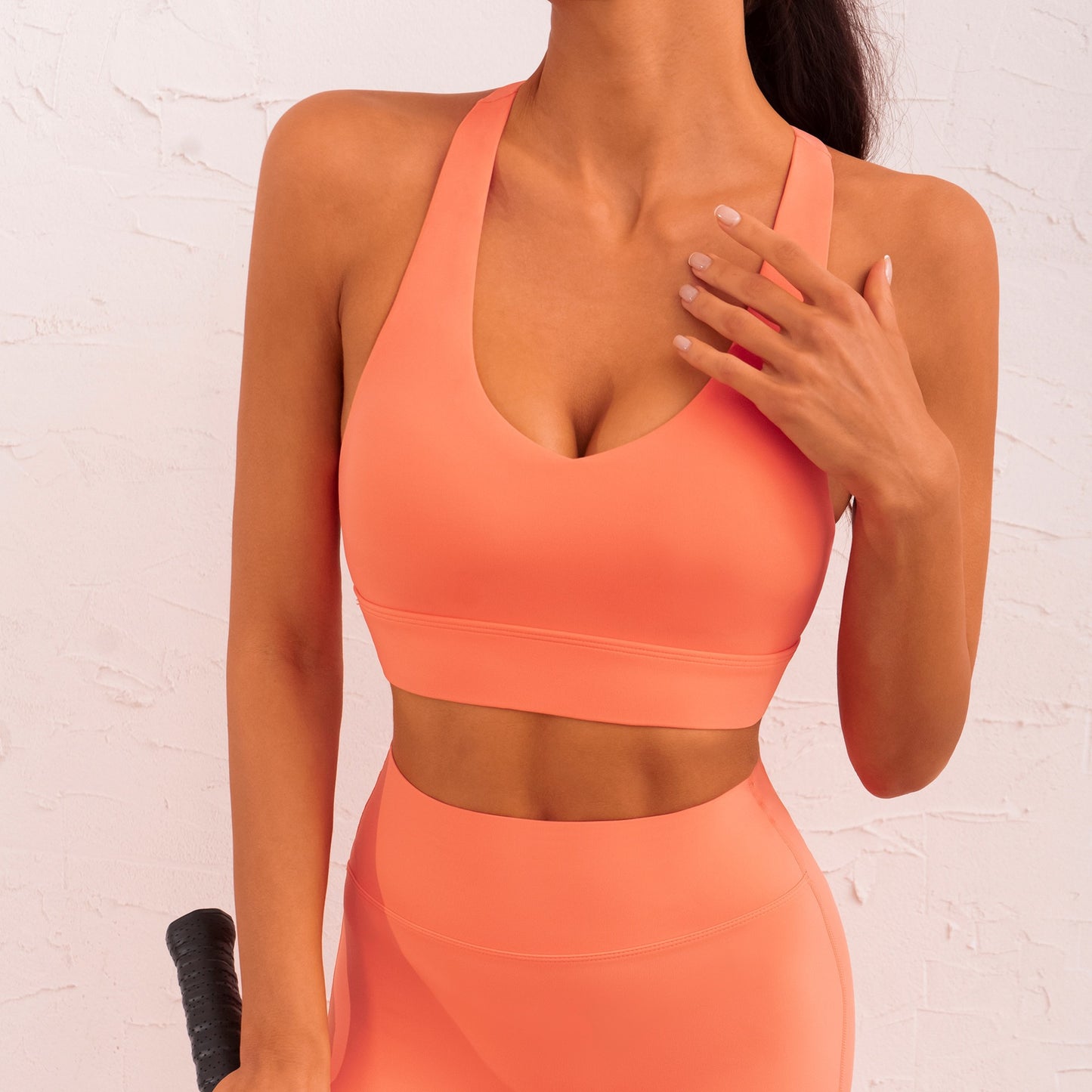 Sports Underwear Wide Shoulder Strap Hollow Out Cutout out Beauty Back Sexy Pleated Fitness Shorts Two Piece Set