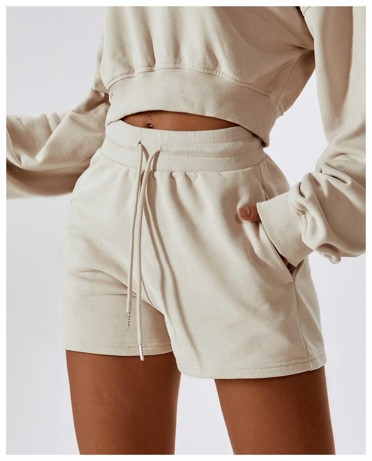 Autumn Winter Drawstring Loose Sports Shorts Women Outdoor Straight Sweatpants Casual Sports Sweater Shorts