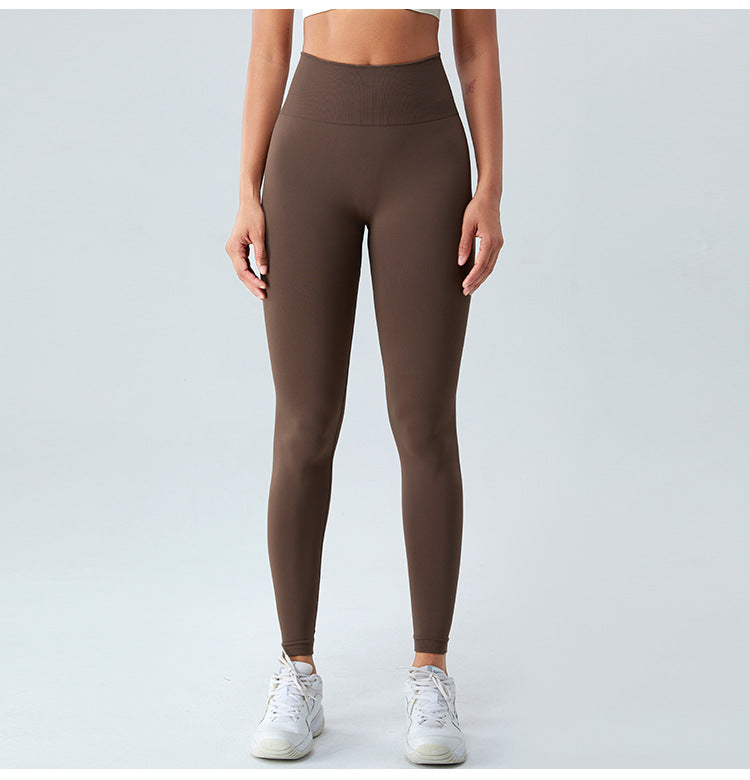Outdoor Running Fitness Pants Women Peach Hip Raise Seamless Knitted Tight High Waist Breathable Quick Drying Sports Yoga