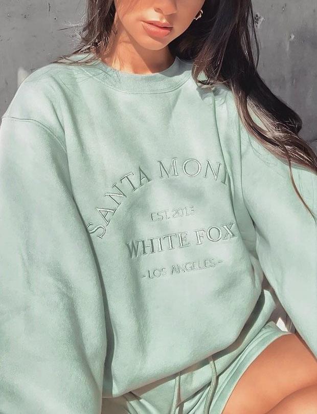 Women Sweater Letter Graphic Embroidery Loose Casual Long Sleeves Fleece Pullover