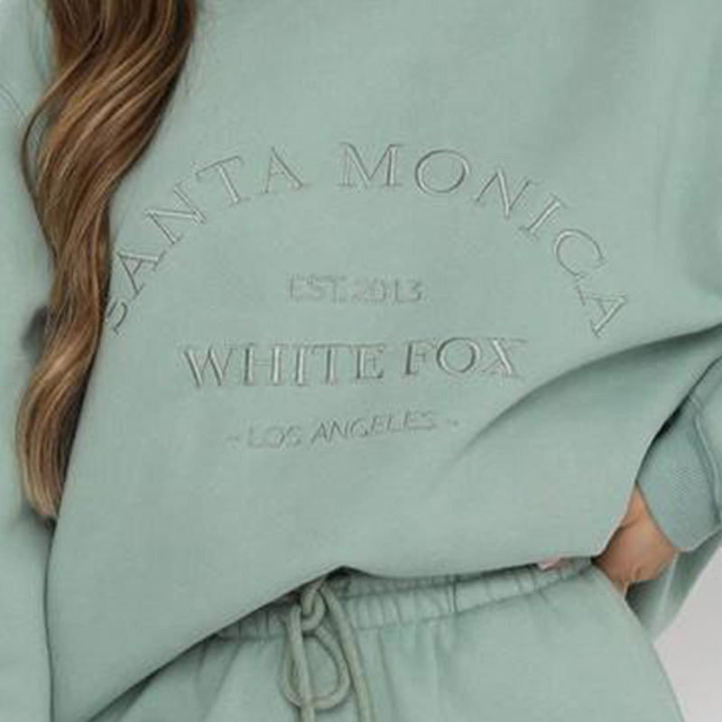 Women Sweater Letter Graphic Embroidery Loose Casual Long Sleeves Fleece Pullover