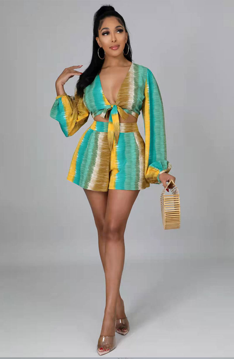 Wear Spring Suit Long Sleeve Printed Two-Piece Suit Casual Wear