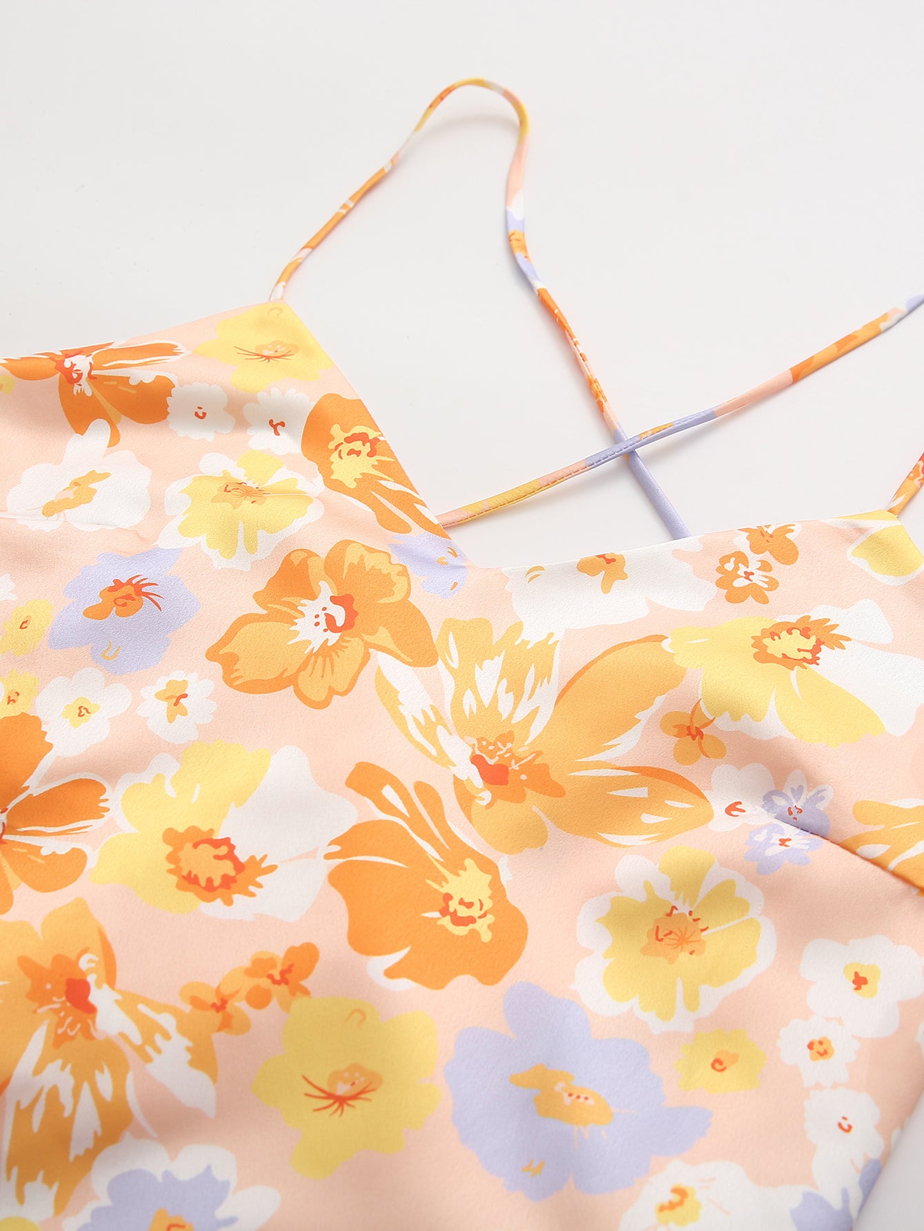 Summer Women Fashion Floral Print Backless Slip Dress Dress