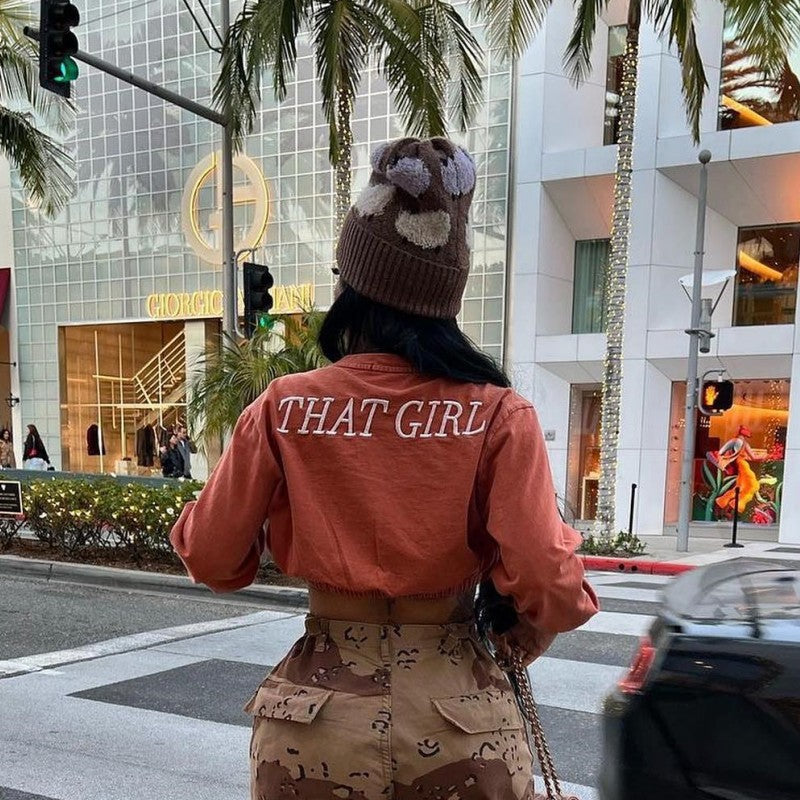 Sexy Autumn Solid Color Round Neck Embroidered Letter Graphic Long Sleeve Short Cropped Women Sweater