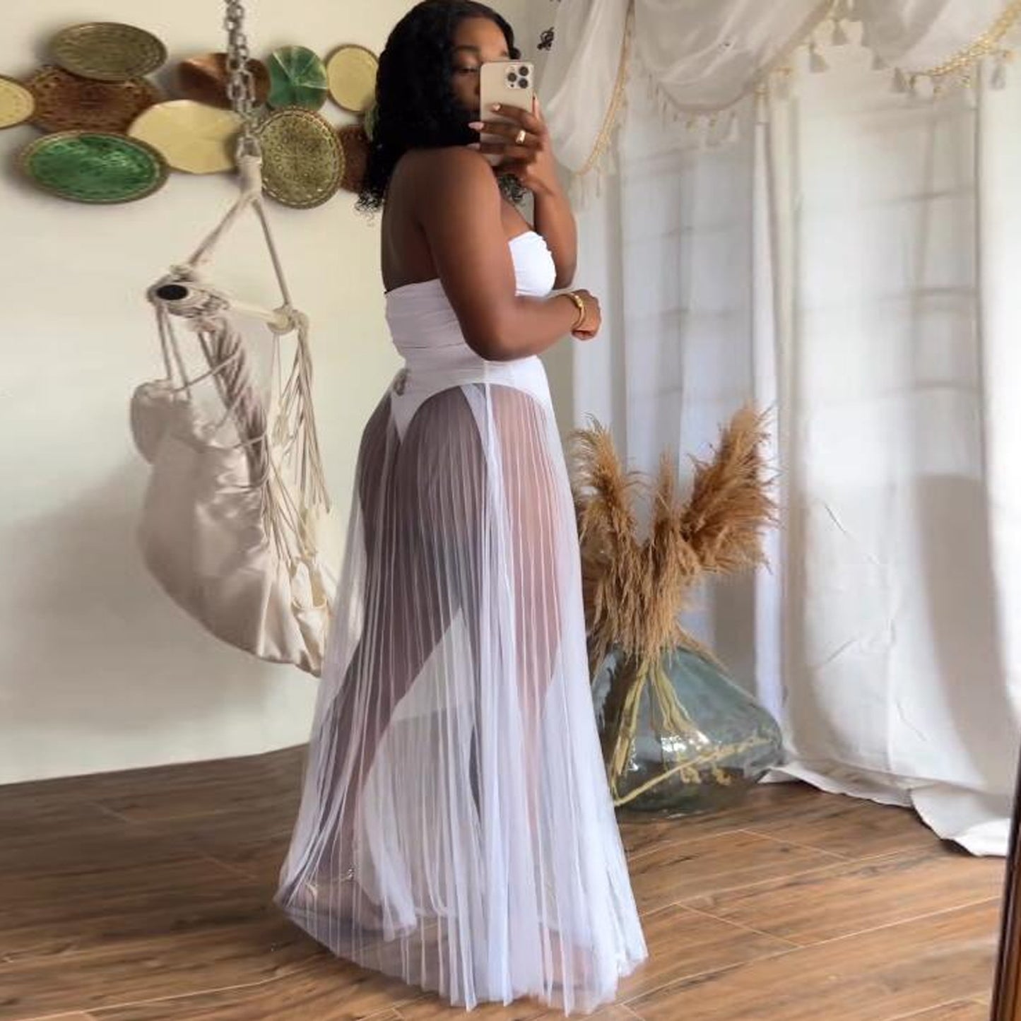 Sexy Mesh See through One Piece Halter Two Piece Swimsuit